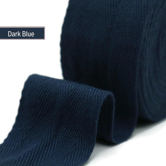 2" & 1.5" & 1.18'' & 1" Cotton Twill Tape - 10 Yards - 50+ Colors -%100 Natural Cotton 1 Inch 1.5 Inch 2 Inch Herringbone Bias Binding Cotton Tape Trim for Sewing Wrapping Craft DIY 10435 (Dark Blue)…