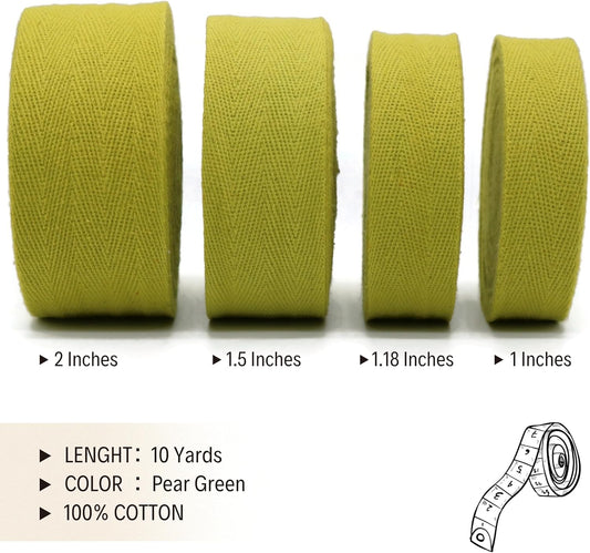 1" & 1.18" & 1.5'' & 2" Cotton Twill Tape - 10 Yards - 50+ Colors -%100 Natural Cotton 1 Inch 1.5 Inch 2 Inch Herringbone Bias Binding Cotton Tape Trim for Sewing Wrapping Craft DIY 10292(PearGreen)…