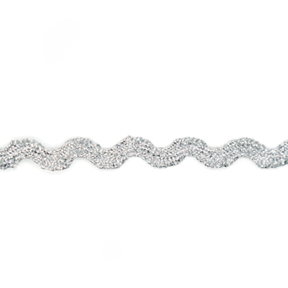 Glitter RIC Rac Trim - 1/4 Inch (6mm) - 5 Yards - Silver Wave Bending Fringe Trim Glitter Lace Ribbon RIC Rac Trim for Sewing Clothes Gift Wrapping Home Party Decoration GL0405
