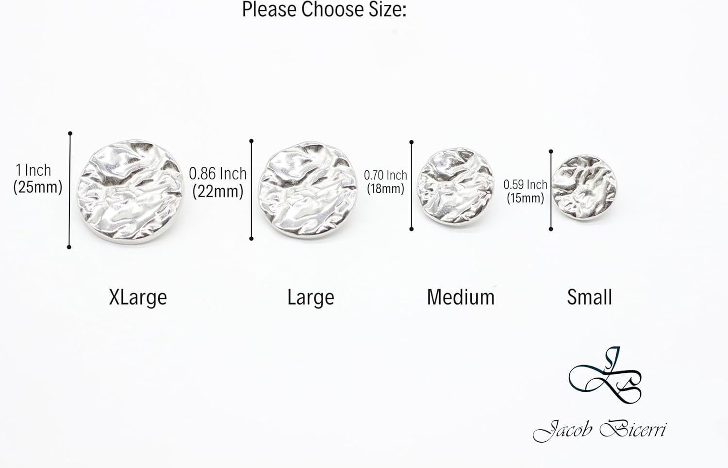 Wrinkle Silver Metal Shank Buttons - 12 Pcs - 4 Size Options - Luxury Wrinkle Round Wave Metal Shank Buttons for Men Women Blazer Coat Uniform Shirt Suit and Jacket Sewing Craft DIY G4240…