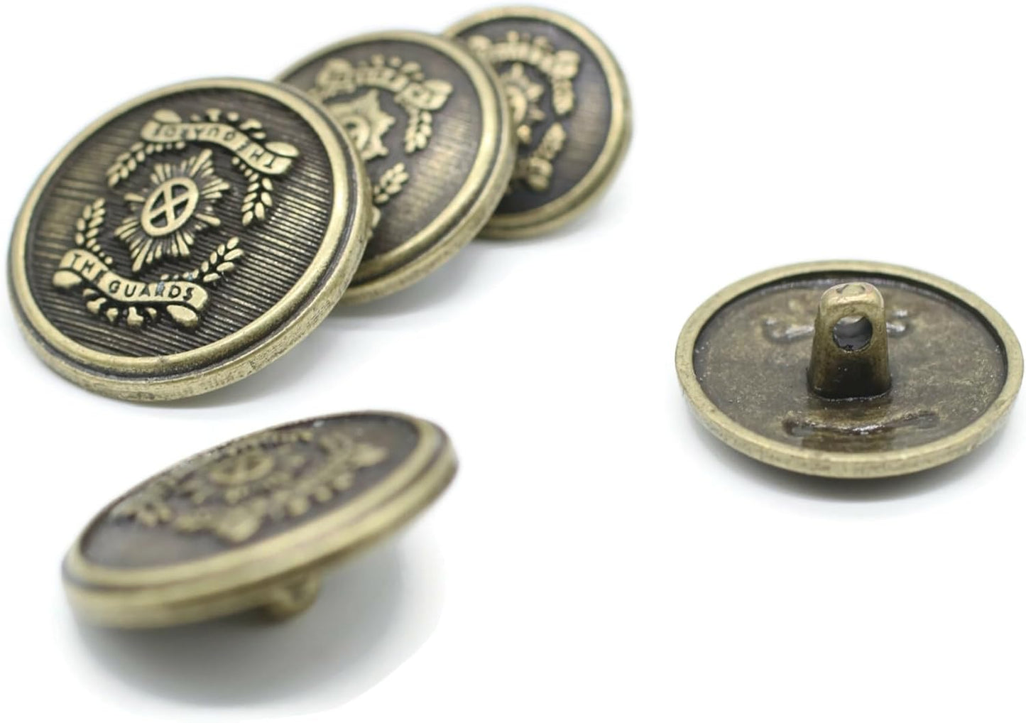 Bronze Metal Shank Buttons - 12 Pcs - 3 Size Options - The Guards of Kingdom Round Metal Shank Buttons for Men Women Blazer Coat Uniform Shirt Suit and Jacket Sewing Craft DIY N14803