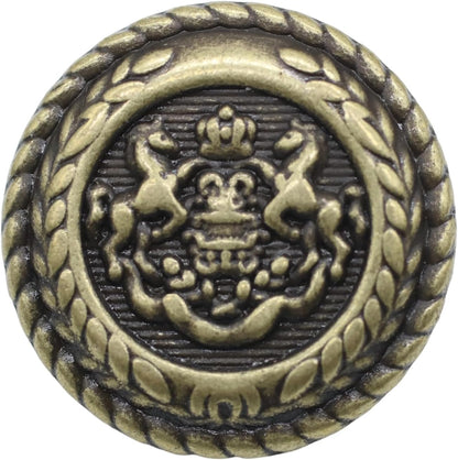 Bronze Metal Shank Buttons - 12 Pcs - 3 Size Options - The Horse of Kingdom Round Metal Shank Buttons for Men Women Blazer Coat Uniform Shirt Suit and Jacket Sewing Craft DIY N16803