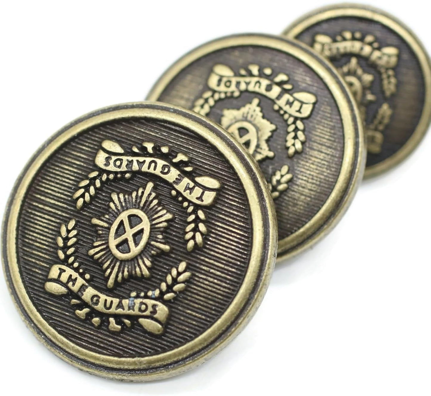 Bronze Metal Shank Buttons - 12 Pcs - 3 Size Options - The Guards of Kingdom Round Metal Shank Buttons for Men Women Blazer Coat Uniform Shirt Suit and Jacket Sewing Craft DIY N14803