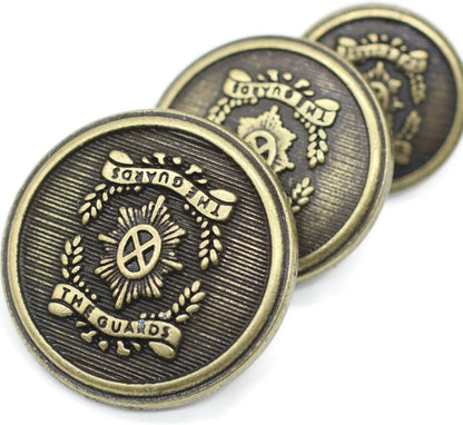 Bronze Metal Shank Buttons - 12 Pcs - 3 Size Options - The Guards of Kingdom Round Metal Shank Buttons for Men Women Blazer Coat Uniform Shirt Suit and Jacket Sewing Craft DIY N14803