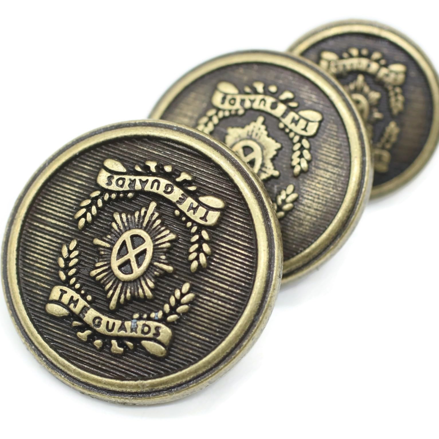 Bronze Metal Shank Buttons - 12 Pcs - 3 Size Options - The Guards of Kingdom Round Metal Shank Buttons for Men Women Blazer Coat Uniform Shirt Suit and Jacket Sewing Craft DIY N14803