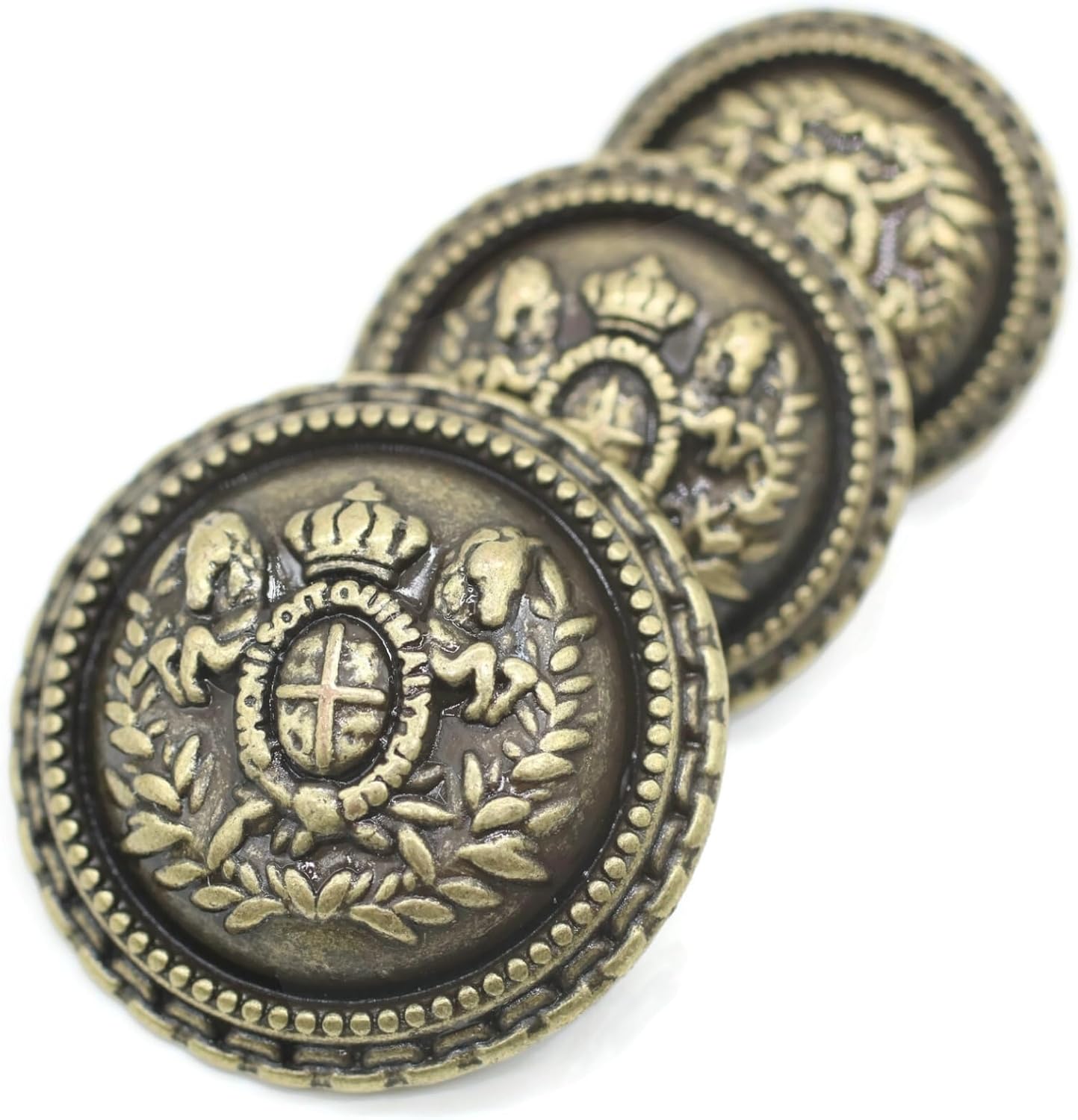 Bronze Metal Shank Buttons - 12 Pcs - 4 Size Options - Luxury Flat Round Wave Metal Shank Buttons for Men Women Blazer Coat Uniform Shirt Suit and Jacket Sewing Craft DIY N18105