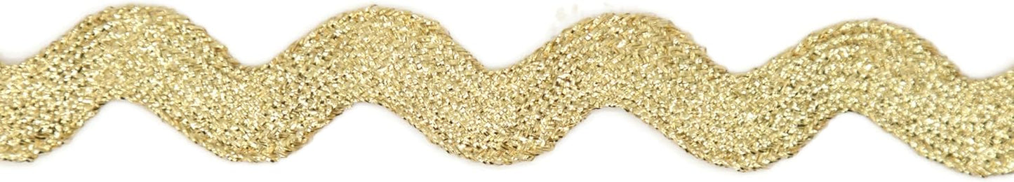 Glitter RIC Rac Trim - 5/8 Inch (15mm) - 5 Yards - Wave Bending Fringe Trim Glitter Lace Ribbon RIC Rac Trim for Sewing Clothes Gift Wrapping Home Party Decoration GL0105