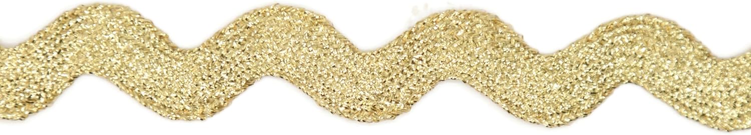 Glitter RIC Rac Trim - 5/8 Inch (15mm) - 5 Yards - Wave Bending Fringe Trim Glitter Lace Ribbon RIC Rac Trim for Sewing Clothes Gift Wrapping Home Party Decoration GL0105