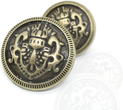 Bronze Metal Shank Buttons - 12 Pcs - 2 Size Options - Luxury Round Wave Metal Shank Buttons Bronze for Men Women Blazer Coat Uniform Shirt Suit and Jacket Sewing Craft DIY N18702