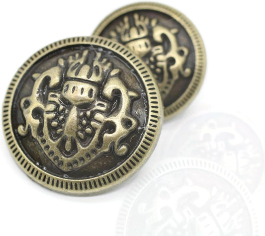 Bronze Metal Shank Buttons - 12 Pcs - 2 Size Options - Luxury Round Wave Metal Shank Buttons Bronze for Men Women Blazer Coat Uniform Shirt Suit and Jacket Sewing Craft DIY N18702