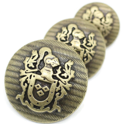 Bronze Metal Shank Buttons - 12 Pcs - 3 Size Options - The Knight of Kingdom Round Metal Shank Buttons for Men Women Blazer Coat Uniform Shirt Suit and Jacket Sewing Craft DIY N17603