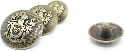 Bronze Metal Shank Buttons - 12 Pcs - 3 Size Options - The Knight of Kingdom Round Metal Shank Buttons for Men Women Blazer Coat Uniform Shirt Suit and Jacket Sewing Craft DIY N17603