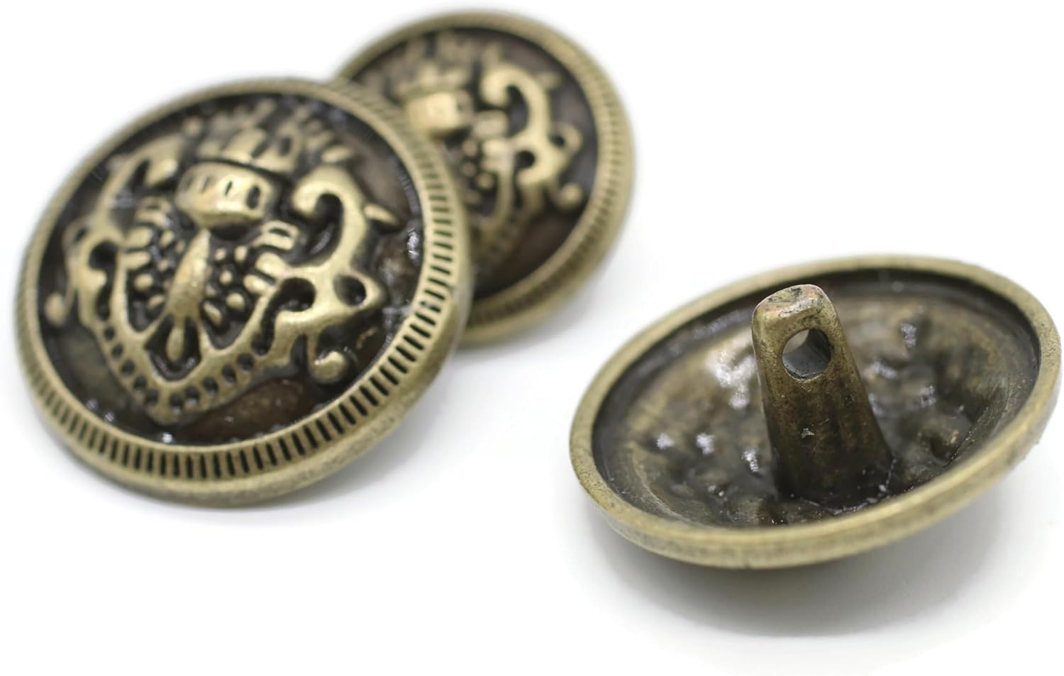 Bronze Metal Shank Buttons - 12 Pcs - 2 Size Options - Luxury Round Wave Metal Shank Buttons Bronze for Men Women Blazer Coat Uniform Shirt Suit and Jacket Sewing Craft DIY N18702