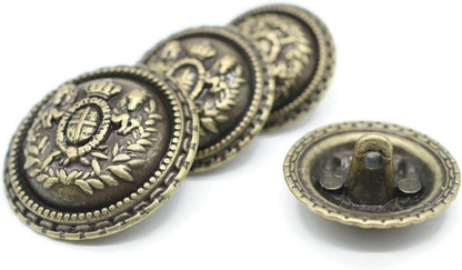 Bronze Metal Shank Buttons - 12 Pcs - 5 Size Options - Luxury Horse Round Wave Metal Shank Buttons for Men Women Blazer Coat Uniform Shirt Suit and Jacket Sewing Craft DIY N18104