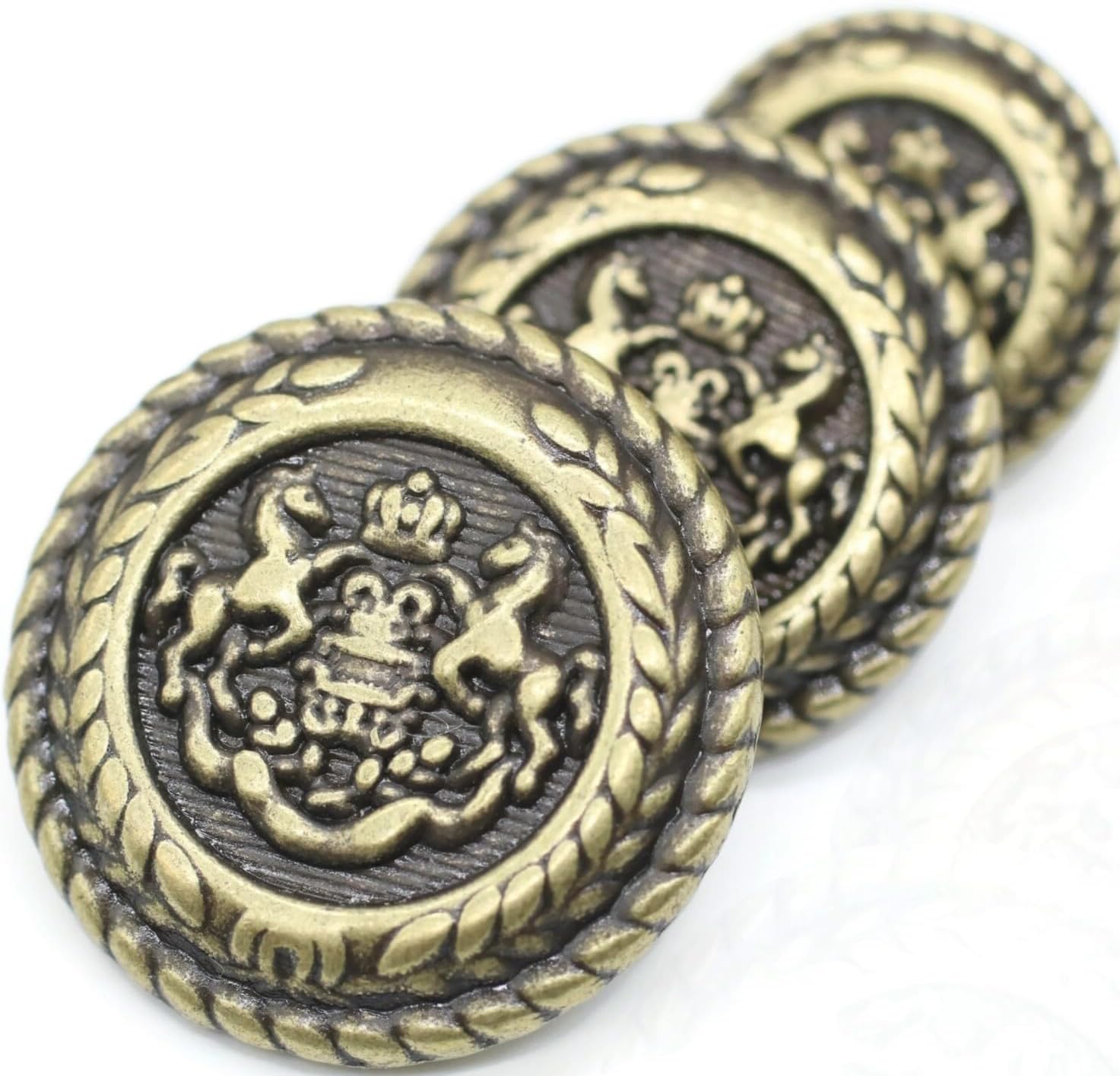 Bronze Metal Shank Buttons - 12 Pcs - 3 Size Options - The Horse of Kingdom Round Metal Shank Buttons for Men Women Blazer Coat Uniform Shirt Suit and Jacket Sewing Craft DIY N16803