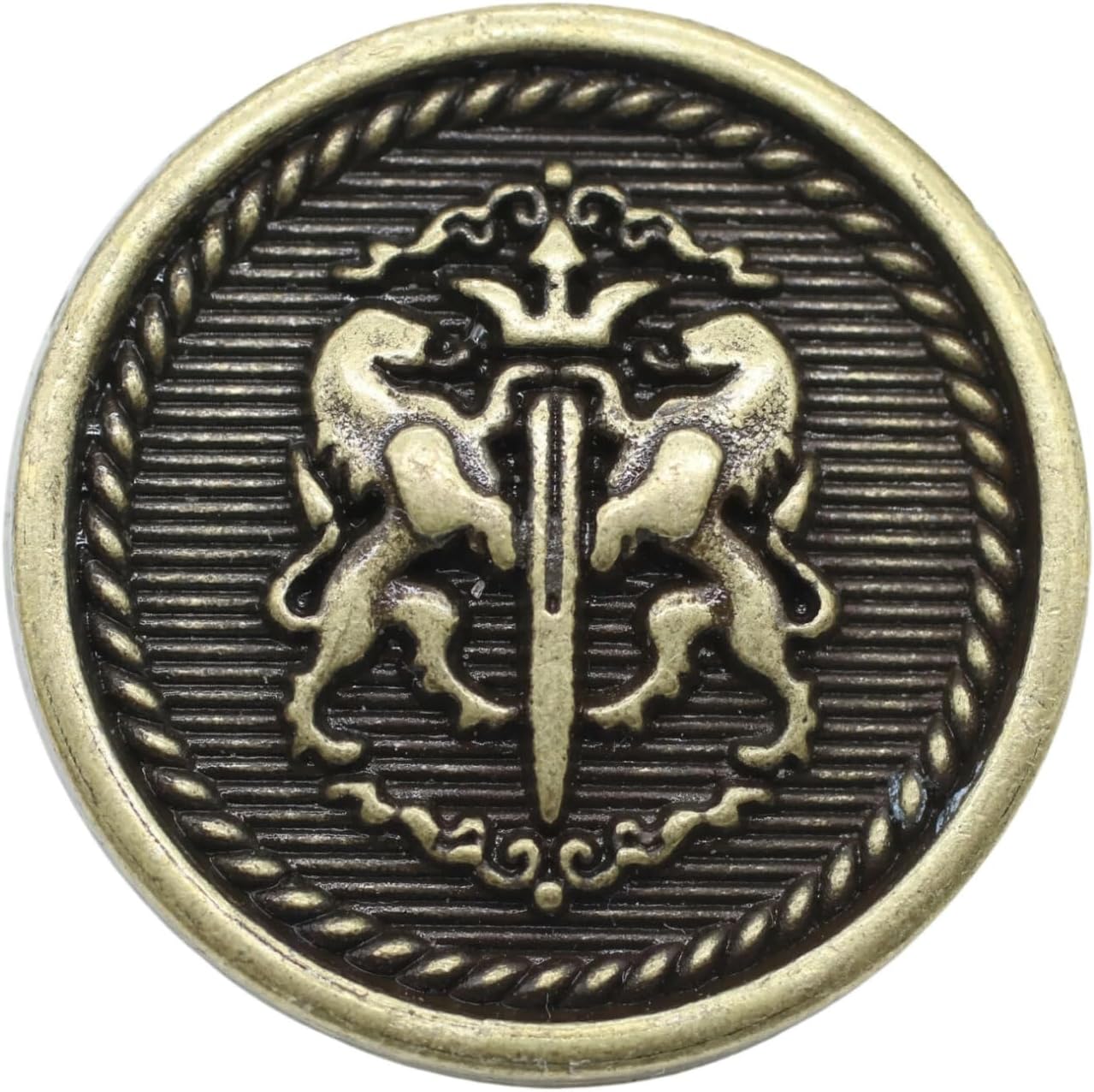 Twin Lion Bronze Metal Shank Buttons - 12 Pcs - 3 Size Options - Luxury Twin Lion Crown Kingdom Metal Shank Buttons for Men Women Blazer Coat Uniform Shirt Suit and Jacket Sewing Craft DIY N16903