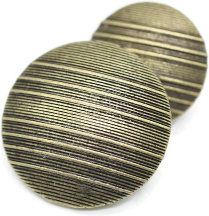 Bronze Metal Shank Buttons - 12 Pcs - 2 Size Options - Luxury Striped Round Wave Metal Shank Buttons for Men Women Blazer Coat Uniform Shirt Suit and Jacket Sewing Craft DIY N18002