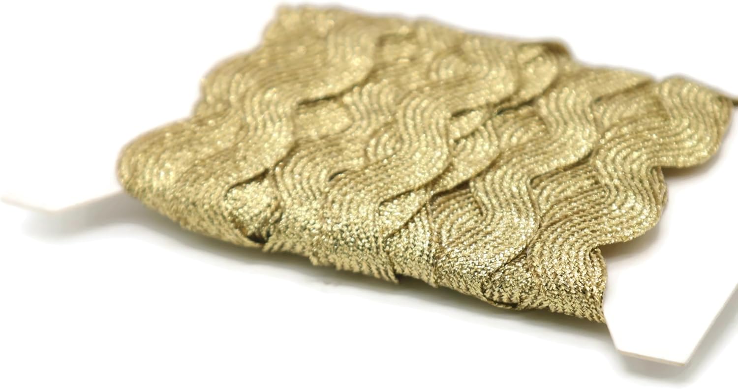 Glitter RIC Rac Trim - 5/8 Inch (15mm) - 5 Yards - Wave Bending Fringe Trim Glitter Lace Ribbon RIC Rac Trim for Sewing Clothes Gift Wrapping Home Party Decoration GL0105