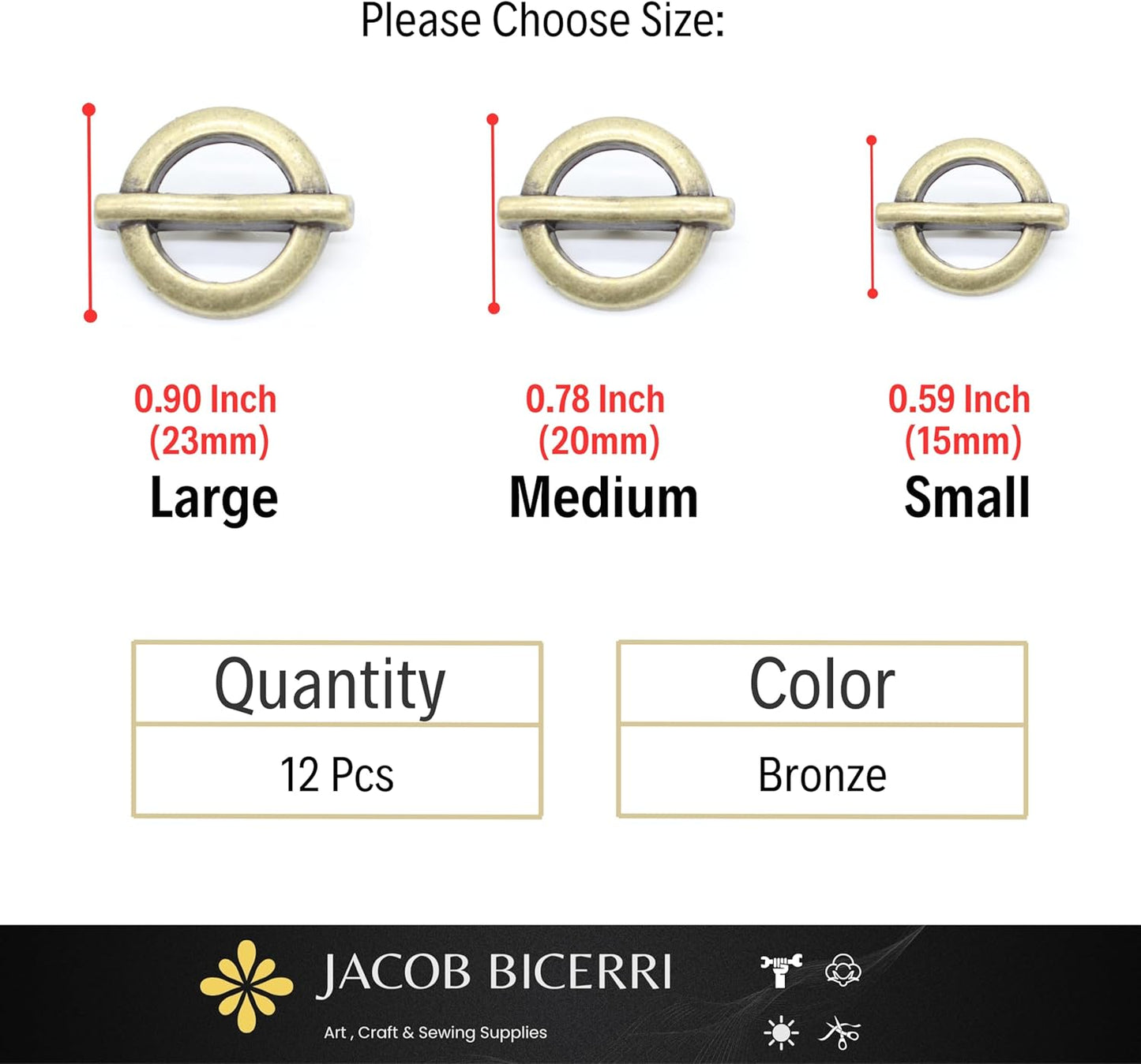 Bronze Metal Shank Buttons - 12 Pcs - 3 Size Options - Flat Round Metal Shank Buttons for Men Women Blazer Coat Uniform Shirt Suit and Jacket Sewing Craft DIY N18503