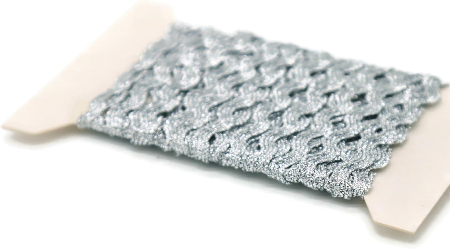 Glitter RIC Rac Trim - 1/4 Inch (6mm) - 5 Yards - Silver Wave Bending Fringe Trim Glitter Lace Ribbon RIC Rac Trim for Sewing Clothes Gift Wrapping Home Party Decoration GL0405