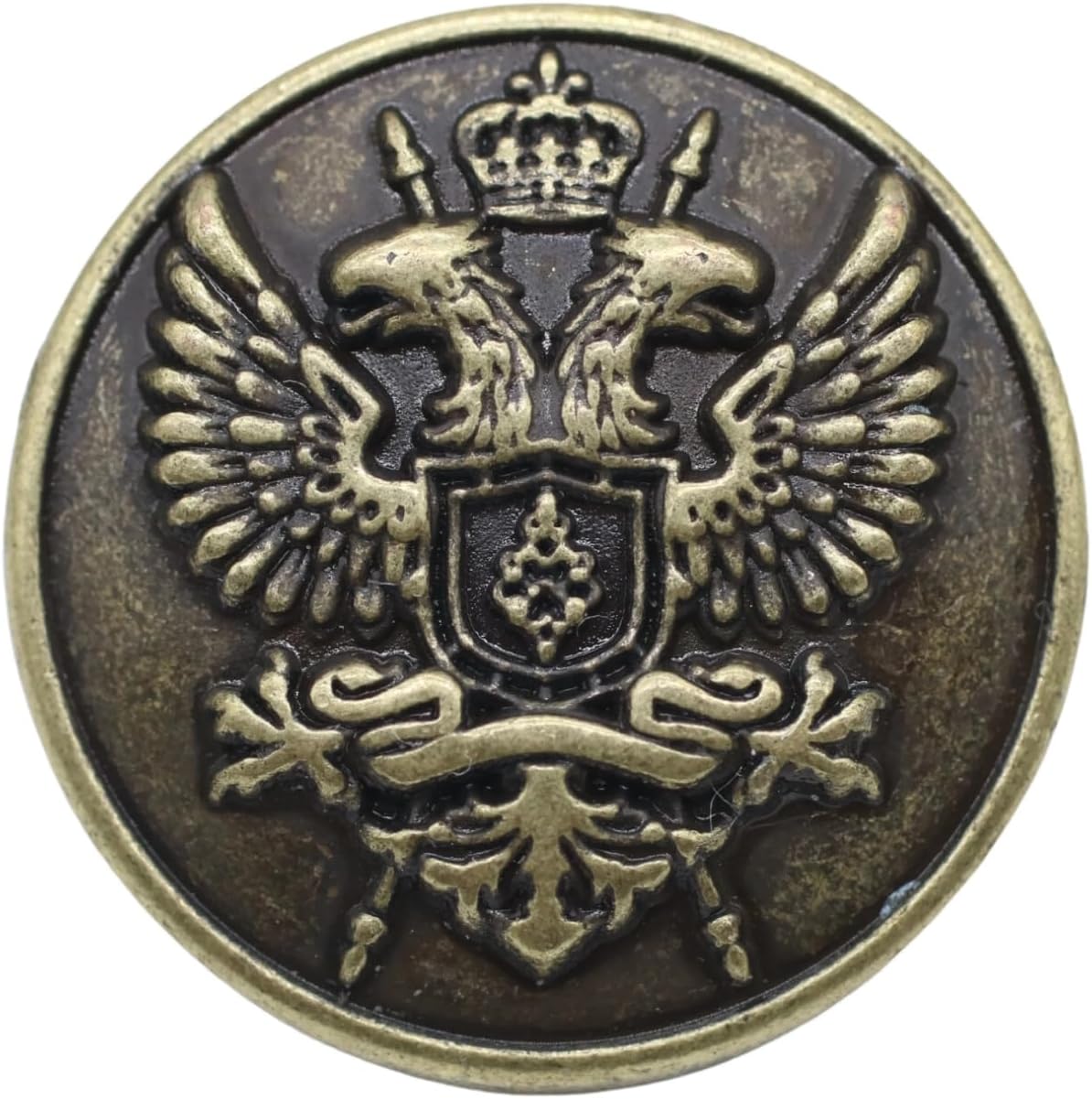 Bronze Metal Shank Buttons - 12 Pcs - 3 Size Options - Luxury Eagle Round Wave Metal Shank Buttons for Men Women Blazer Coat Uniform Shirt Suit and Jacket Sewing Craft DIY N14903