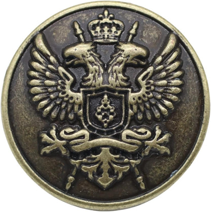 Bronze Metal Shank Buttons - 12 Pcs - 3 Size Options - Luxury Eagle Round Wave Metal Shank Buttons for Men Women Blazer Coat Uniform Shirt Suit and Jacket Sewing Craft DIY N14903