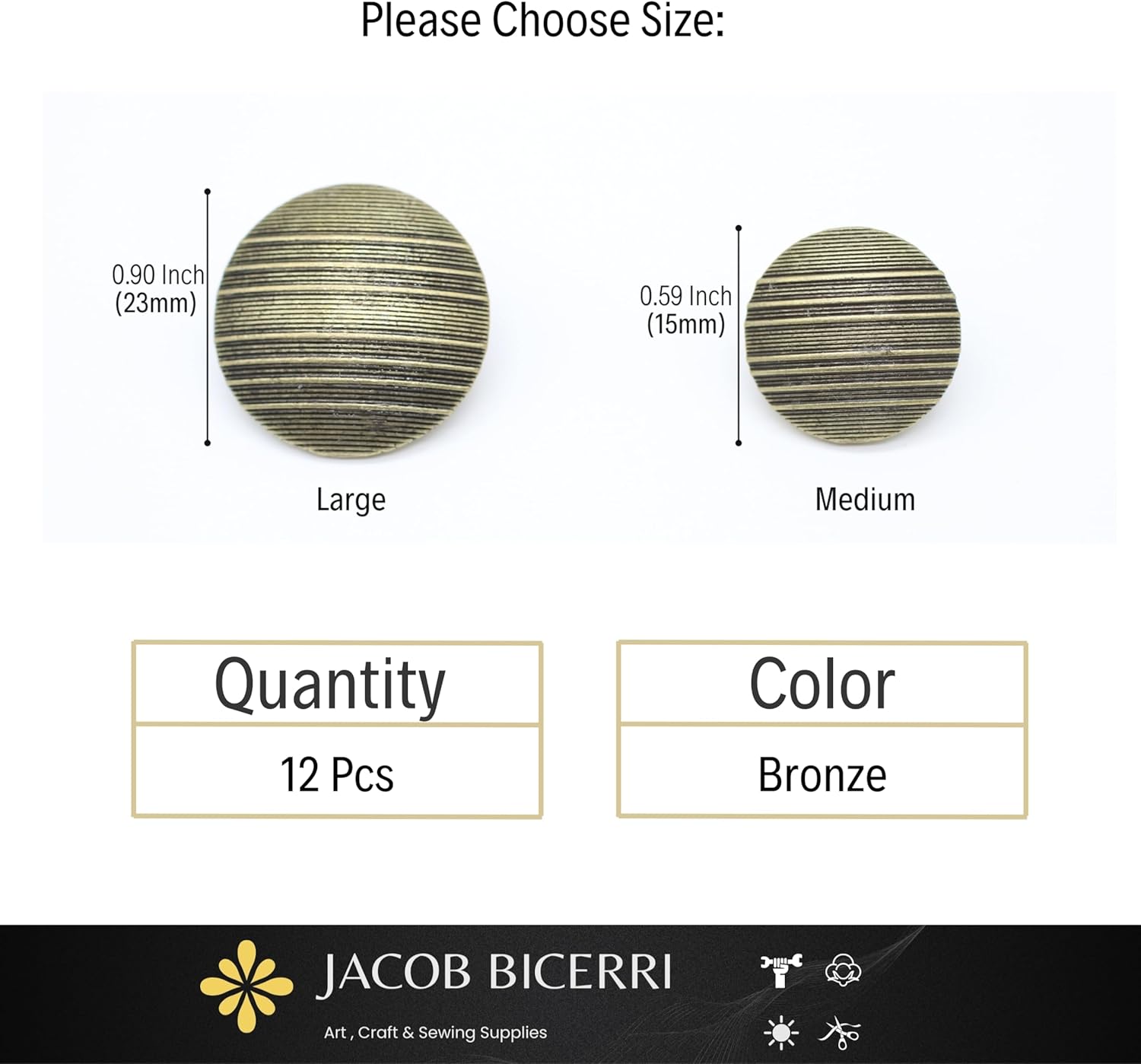 Bronze Metal Shank Buttons - 12 Pcs - 2 Size Options - Luxury Striped Round Wave Metal Shank Buttons for Men Women Blazer Coat Uniform Shirt Suit and Jacket Sewing Craft DIY N18002