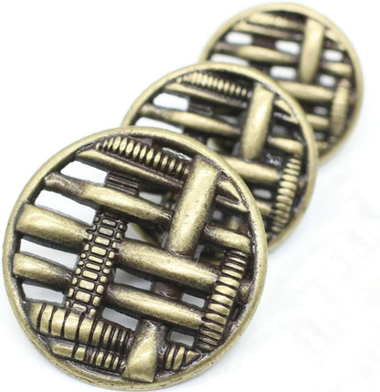 Bronze Metal Shank Buttons - 12 Pcs - 3 Size Options - Weave Round Metal Shank Buttons for Men Women Blazer Coat Uniform Shirt Suit and Jacket Sewing Craft DIY N17103