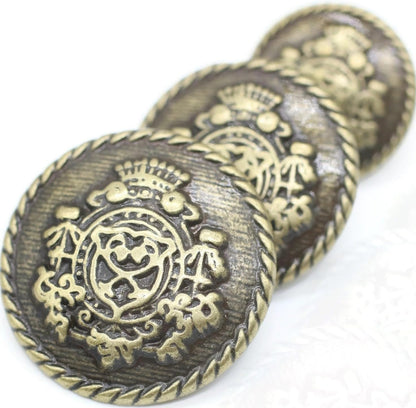 Crown Bronze Metal Shank Buttons - 12 Pcs - 3 Size Options - Luxury Royal Metal Shank Buttons for Men Women Blazer Coat Uniform Shirt Suit and Jacket Sewing Craft DIY N15003