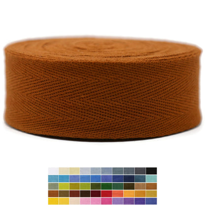2" & 1.5" & 1.18' & 1" Cotton Herringbone Bias Binding Tape - 10 Yards - 50+ Colors - 100% Natural Cotton - Sewing, Wrapping, Craft, DIY - 10145 (MeriGold)