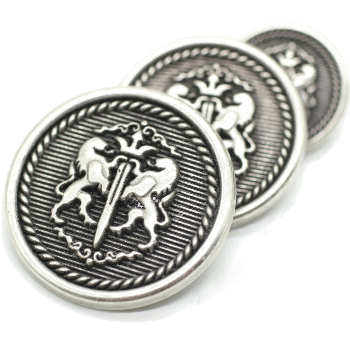 Twin Lion Bronze Metal Shank Buttons - 12 Pcs - 3 Size Options - Luxury Twin Lion Crown Kingdom Metal Shank Buttons for Men Women Blazer Coat Uniform Shirt Suit and Jacket Sewing Craft DIY N16903