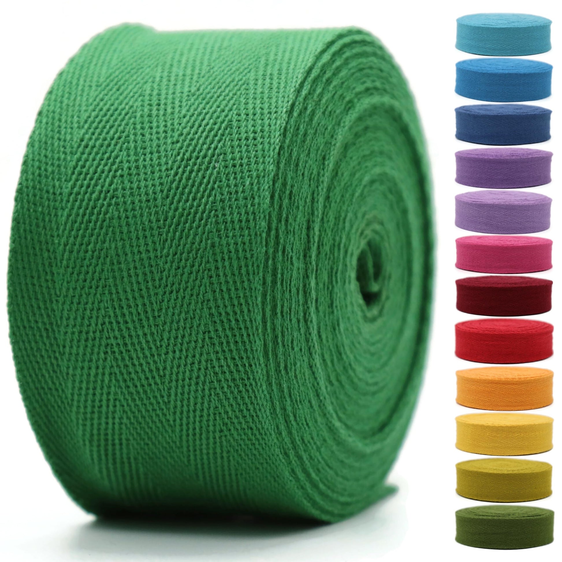 2" & 1.5" & 1.18' & 1" Cotton Herringbone Bias Binding Tape - 10 Yards - 50+ Colors - 100% Natural Cotton - Sewing, Wrapping, Craft, DIY - 10145 (MeriGold)
