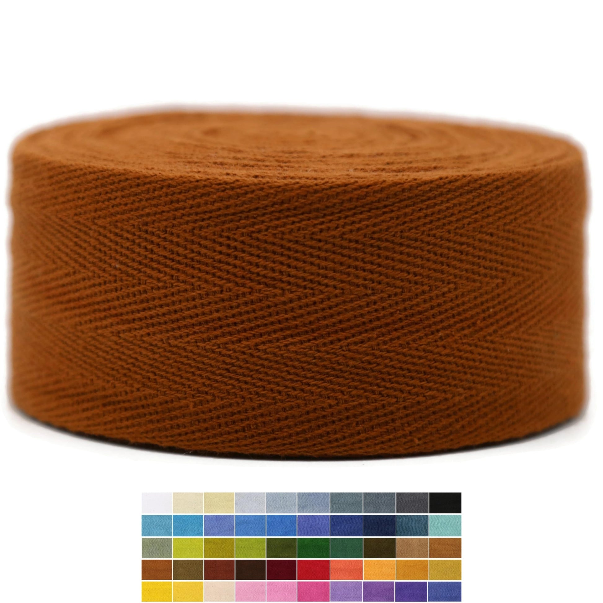 2" & 1.5" & 1.18' & 1" Cotton Herringbone Bias Binding Tape - 10 Yards - 50+ Colors - 100% Natural Cotton - Sewing, Wrapping, Craft, DIY - 10145 (MeriGold)