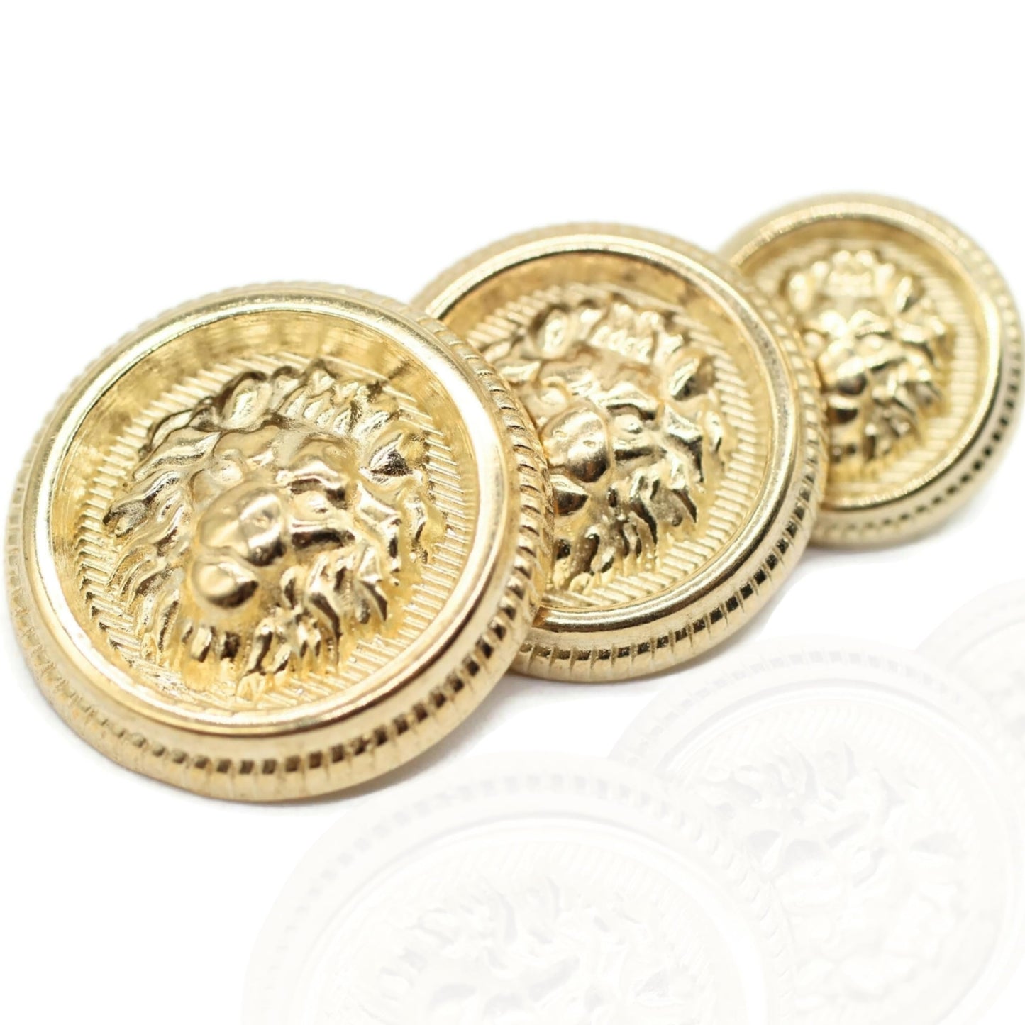 Lion Bronze Metal Shank Buttons - 12 Pcs - 3 Size Options - Luxury Crown Round Wave Metal Shank Buttons for Men Women Blazer Coat Uniform Shirt Suit and Jacket Sewing Craft DIY N14503