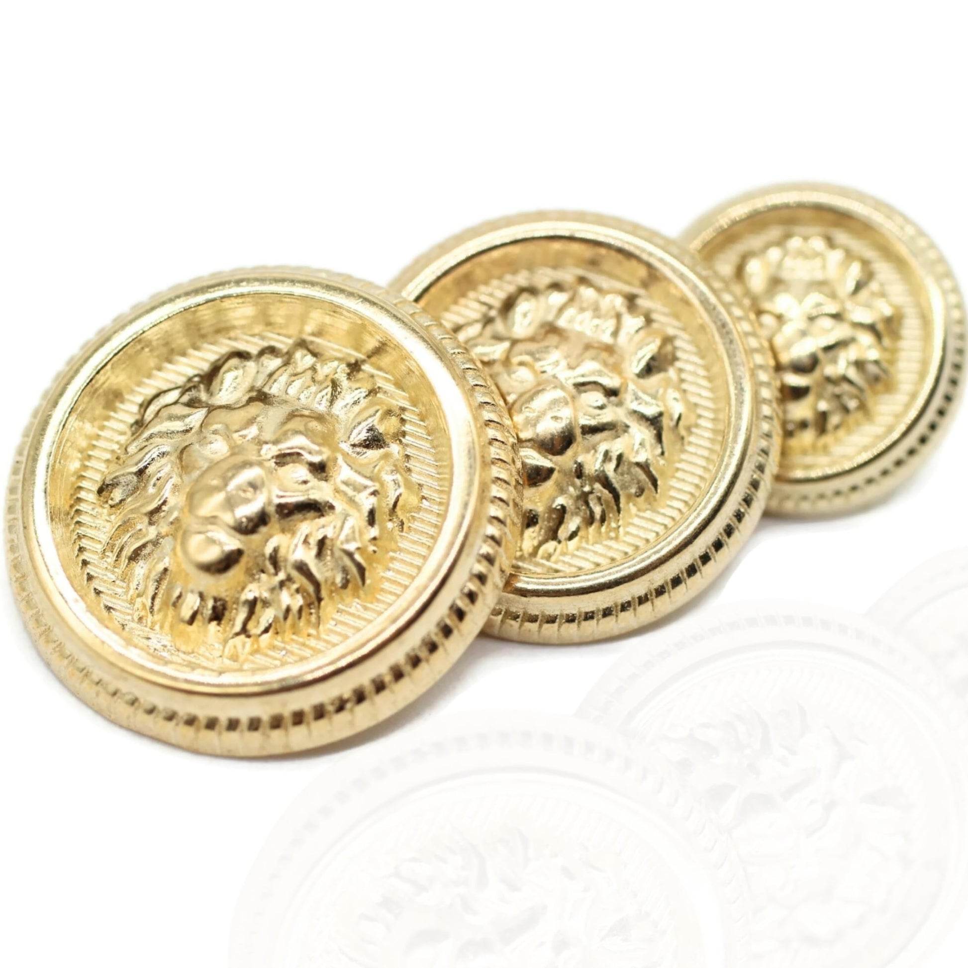 Lion Bronze Metal Shank Buttons - 12 Pcs - 3 Size Options - Luxury Crown Round Wave Metal Shank Buttons for Men Women Blazer Coat Uniform Shirt Suit and Jacket Sewing Craft DIY N14503