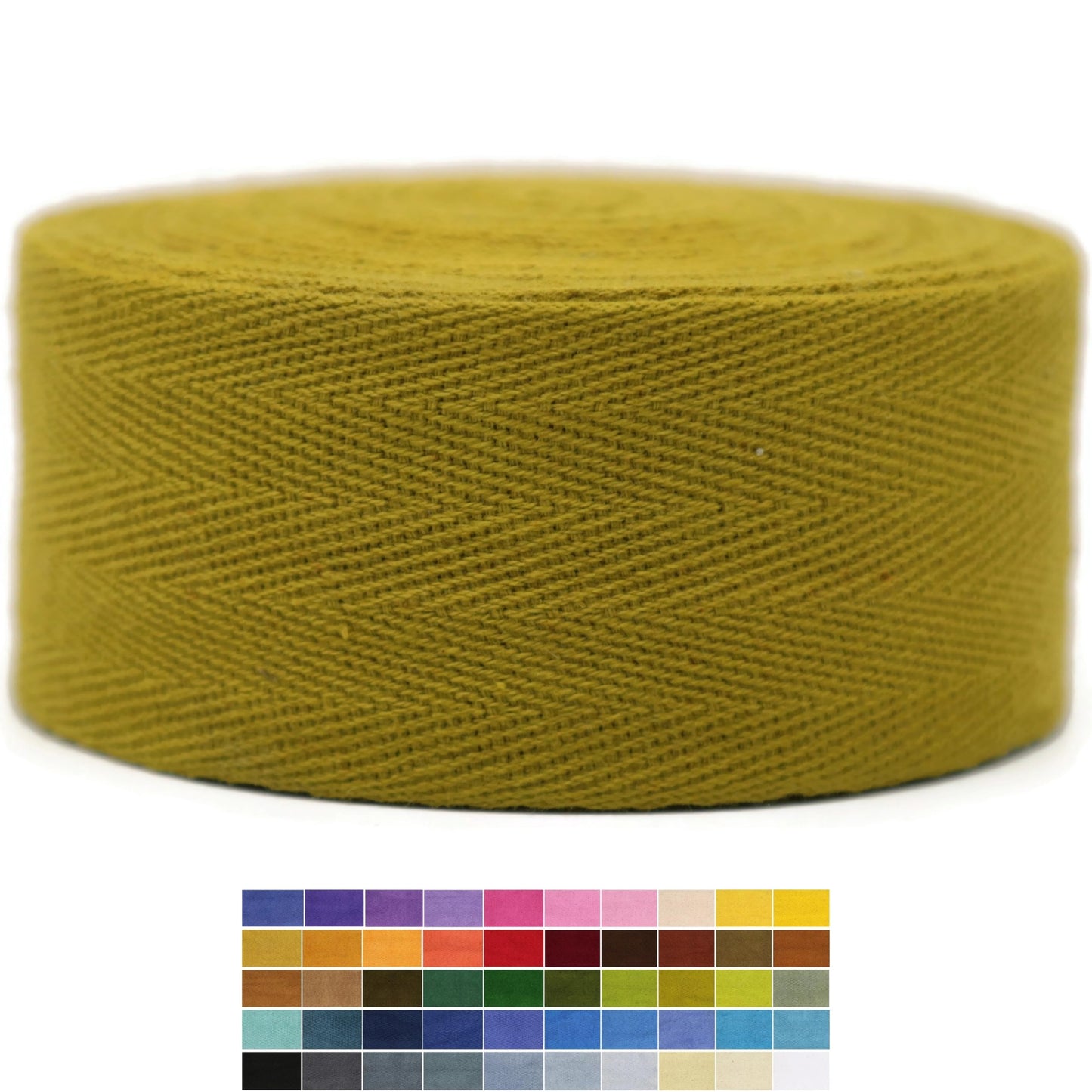 2" & 1.5" & 1.18' & 1" Cotton Herringbone Bias Binding Tape - 10 Yards - 50+ Colors - 100% Natural Cotton - Sewing, Wrapping, Craft, DIY - 10145 (MeriGold)