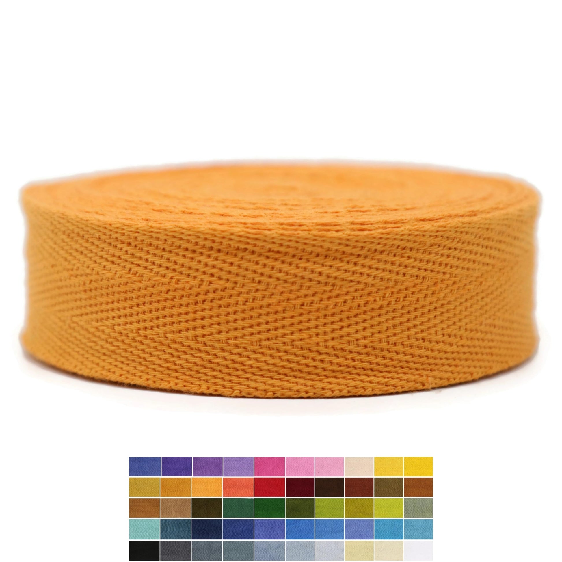 2" & 1.5" & 1.18' & 1" Cotton Herringbone Bias Binding Tape - 10 Yards - 50+ Colors - 100% Natural Cotton - Sewing, Wrapping, Craft, DIY - 10145 (MeriGold)