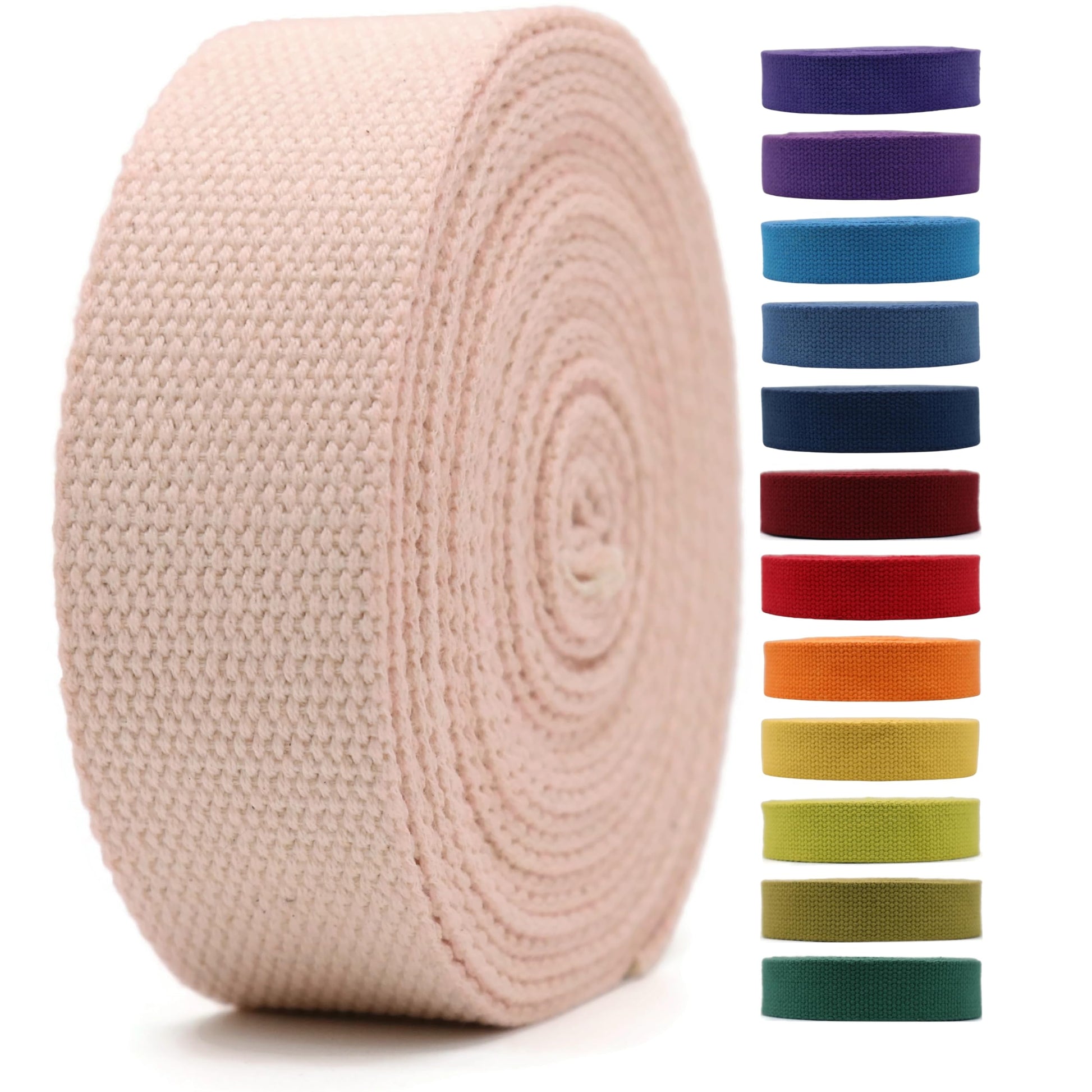 2" & 1.5'' & 1" Cotton Webbing - 5 Yards - 50+ Colors -%100 Natural Cotton - Turkish Woven - Heavy Duty 1 Inch 1.5 Inch 2 Inch Canvas Webbing for Sewing Straps Bag Climbing Indoors Craft DIY 11195…