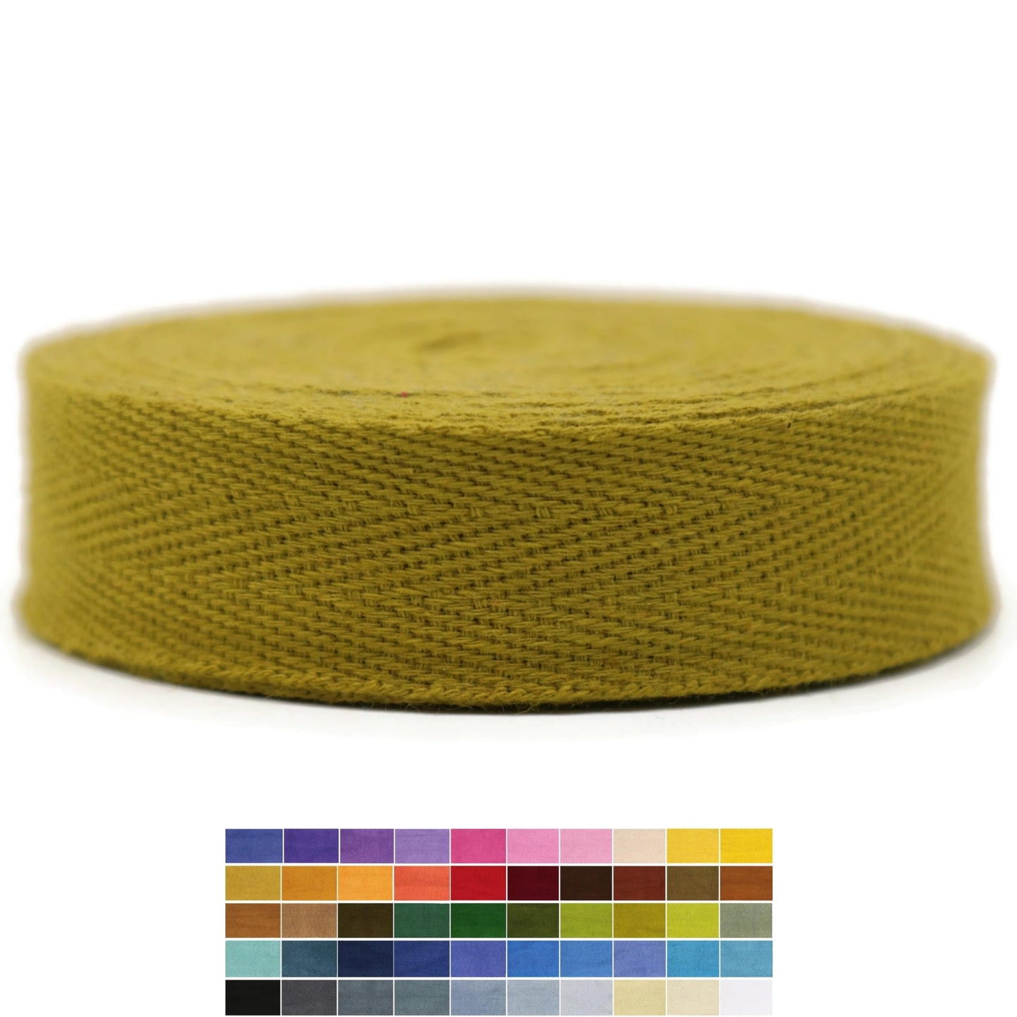 2" & 1.5" & 1.18' & 1" Cotton Herringbone Bias Binding Tape - 10 Yards - 50+ Colors - 100% Natural Cotton - Sewing, Wrapping, Craft, DIY - 10145 (MeriGold)