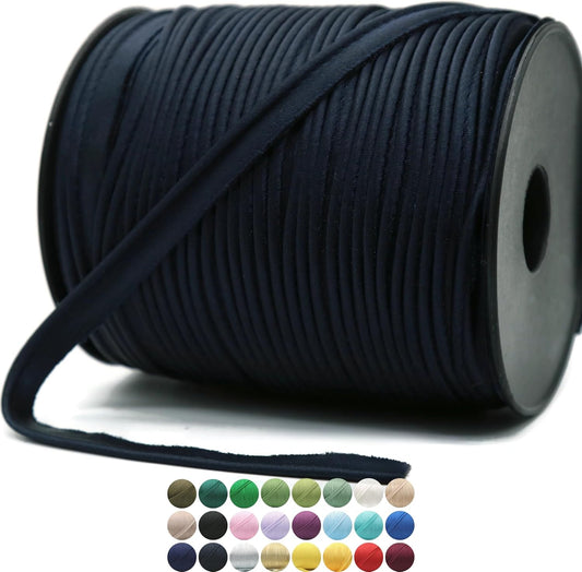 Dark Blue Luxury Satin Piping Trim - 10 Yards - 25+ Colors - Satin Shiny Double Fold Piping Bias Tape Binding Lip Cord Welting Cord with Spool for Sewing Clothing Trimming Upholstery SP266510…