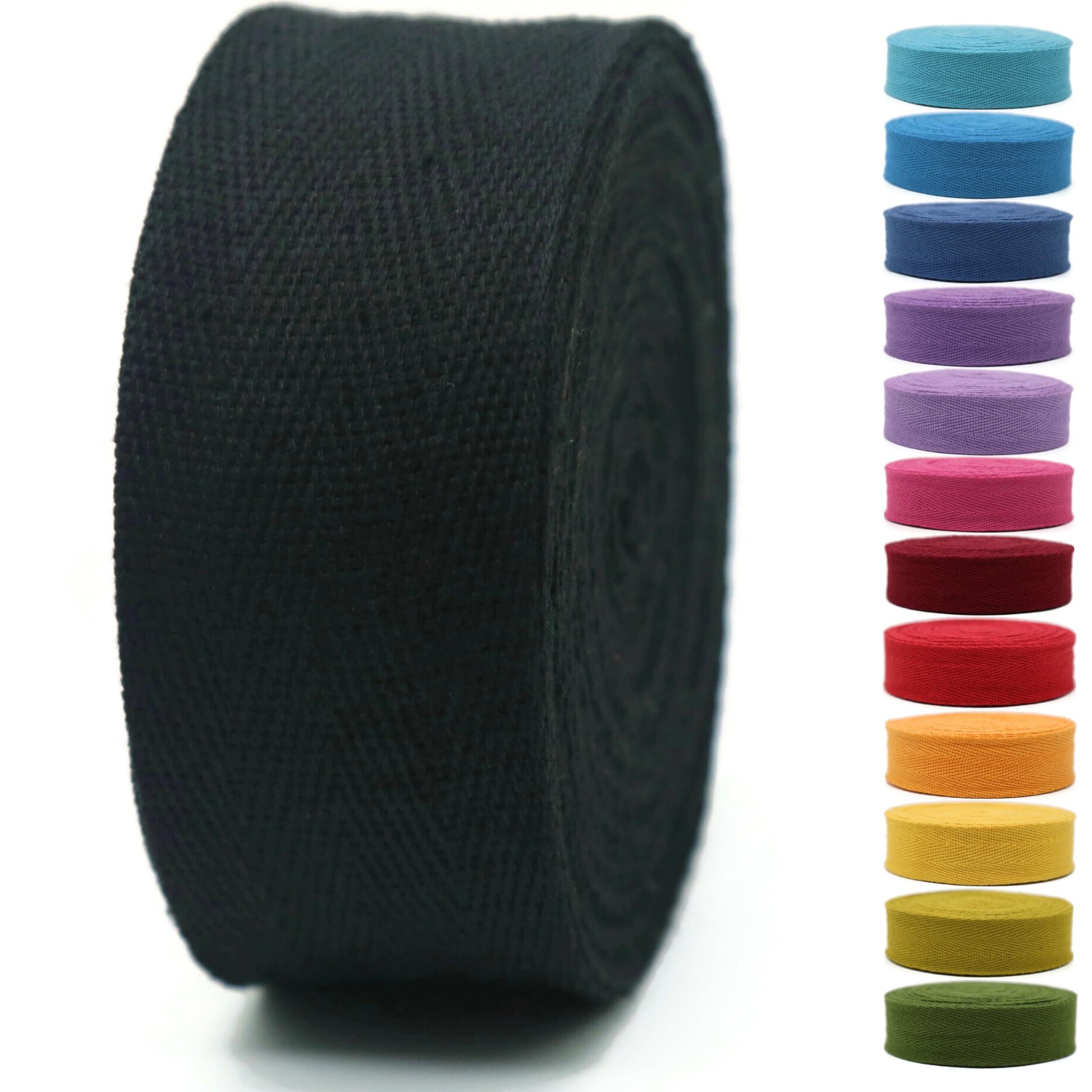 2" & 1.5" & 1.18' & 1" Cotton Herringbone Bias Binding Tape - 10 Yards - 50+ Colors - 100% Natural Cotton - Sewing, Wrapping, Craft, DIY - 10145 (MeriGold)