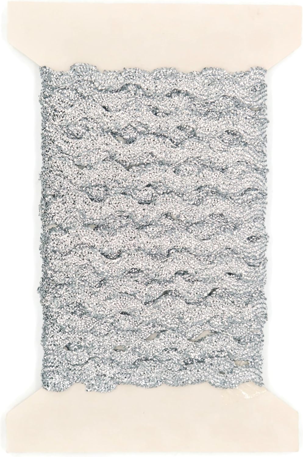 Glitter RIC Rac Trim - 1/4 Inch (6mm) - 5 Yards - Silver Wave Bending Fringe Trim Glitter Lace Ribbon RIC Rac Trim for Sewing Clothes Gift Wrapping Home Party Decoration GL0405