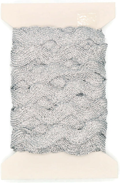 Glitter RIC Rac Trim - 5/8 Inch (15mm) - 5 Yards - Silver Wave Bending Fringe Trim Glitter Lace Ribbon RIC Rac Trim for Sewing Clothes Gift Wrapping Home Party Decoration GL0205