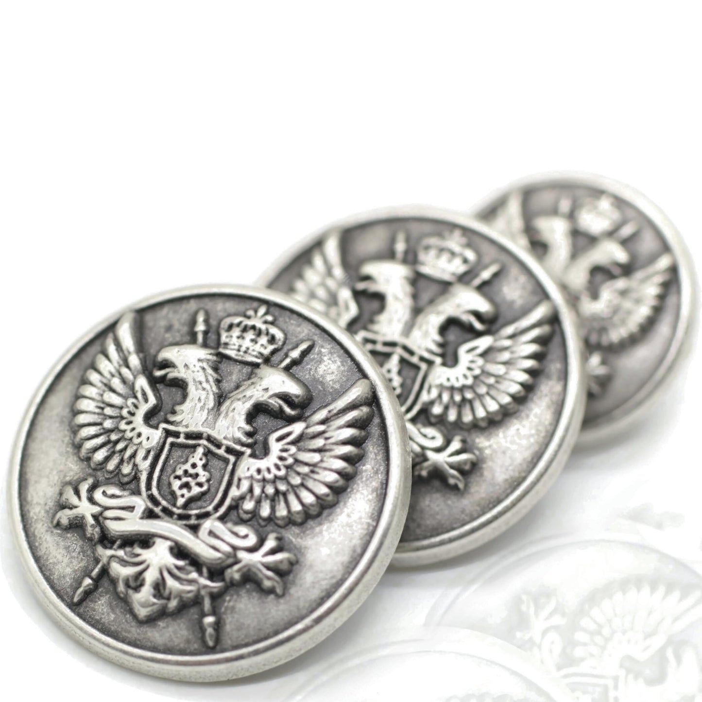 Bronze Metal Shank Buttons - 12 Pcs - 3 Size Options - Luxury Eagle Round Wave Metal Shank Buttons for Men Women Blazer Coat Uniform Shirt Suit and Jacket Sewing Craft DIY N14903